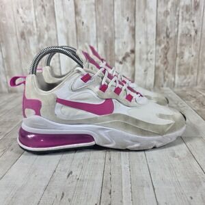 Nike Air Max 270 React Womens White Fire Pink Sneakers CJ0619-100 Size 5.5